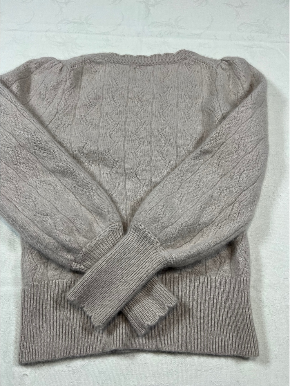 Joie 100% 2 Ply Cashmere Blush Pink Ribbed Cuffs and Hem Crewneck Small Sweater - Picture 3 of 6